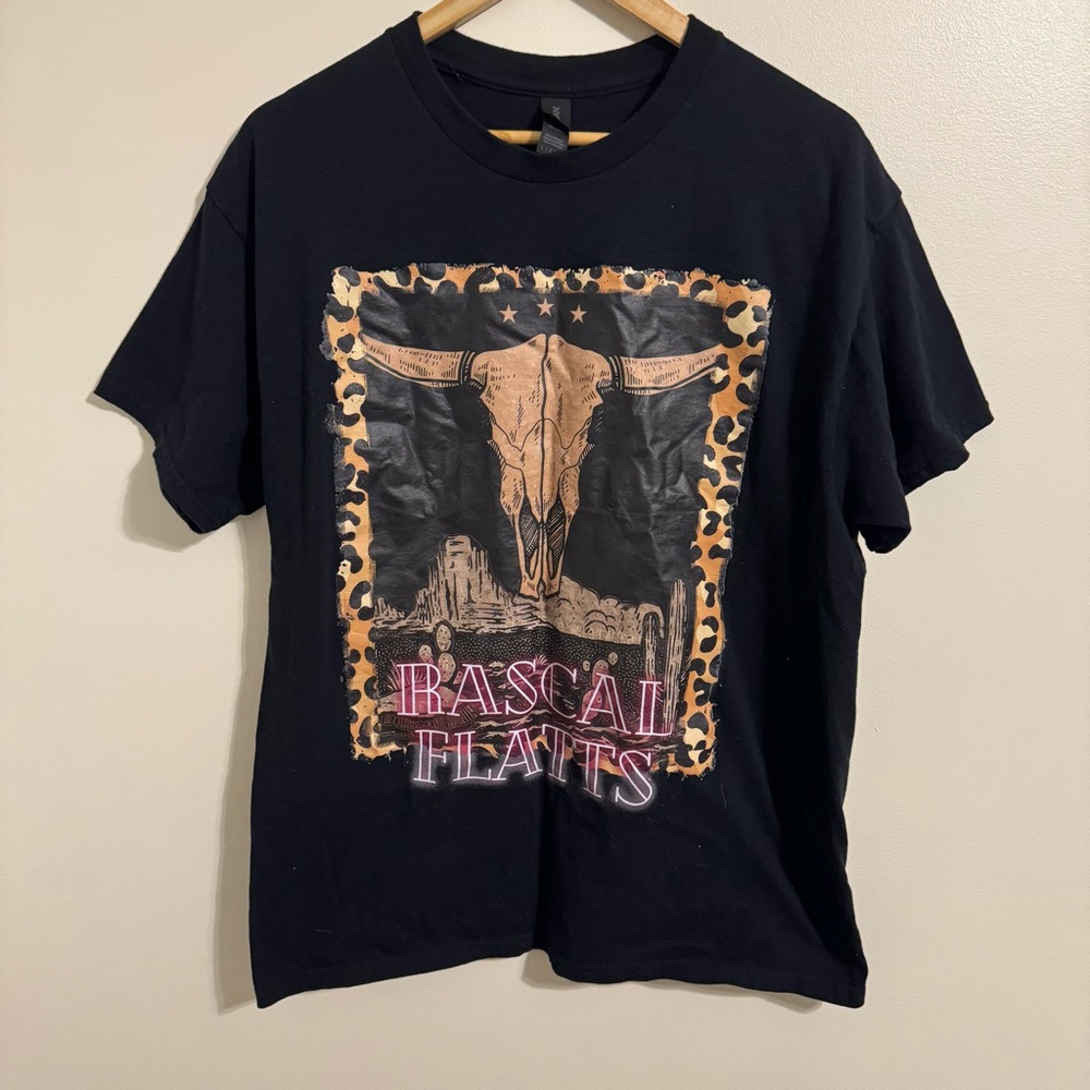 Rascal Flatts Country Music Concert Printed Black 100% Cotton T-shirt Size Large